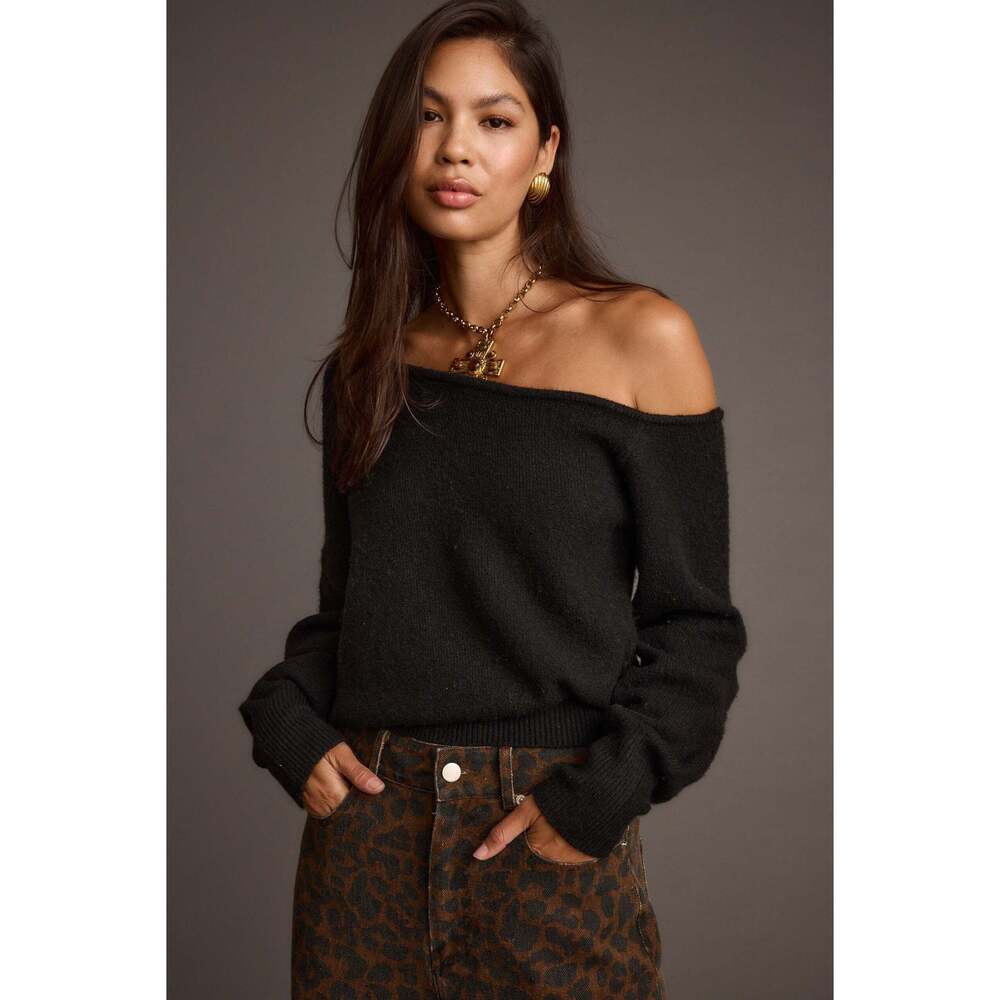 12th Tribe Margot Black Asymmetrical Sweater Size LL